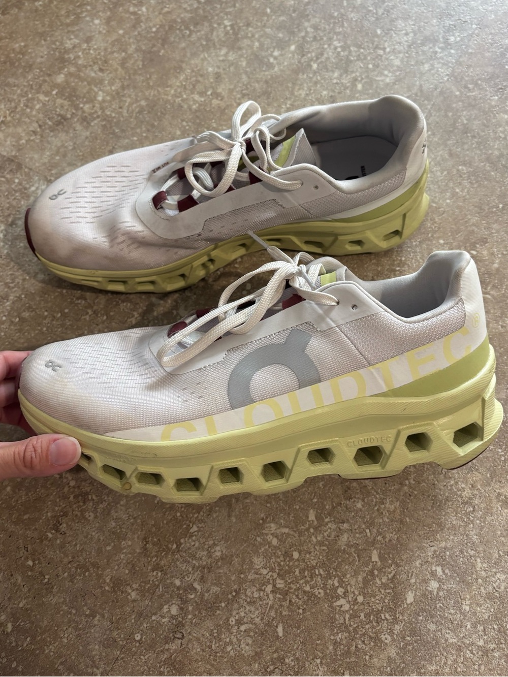 On - Cloudmonster Running Shoes - Frost Acacia Green White Sneakers Tennis Shoes